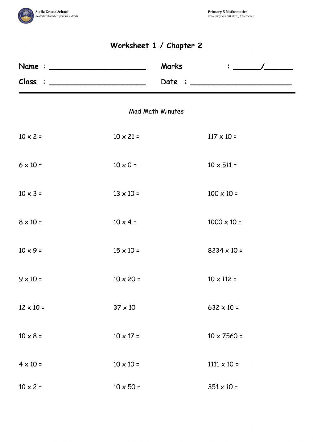 Multiplying by 10 worksheet Live Worksheets