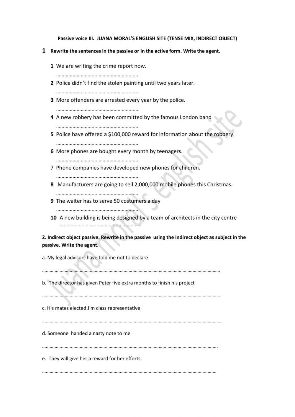 Passive voice: indirect object, tense mix and rewriting
