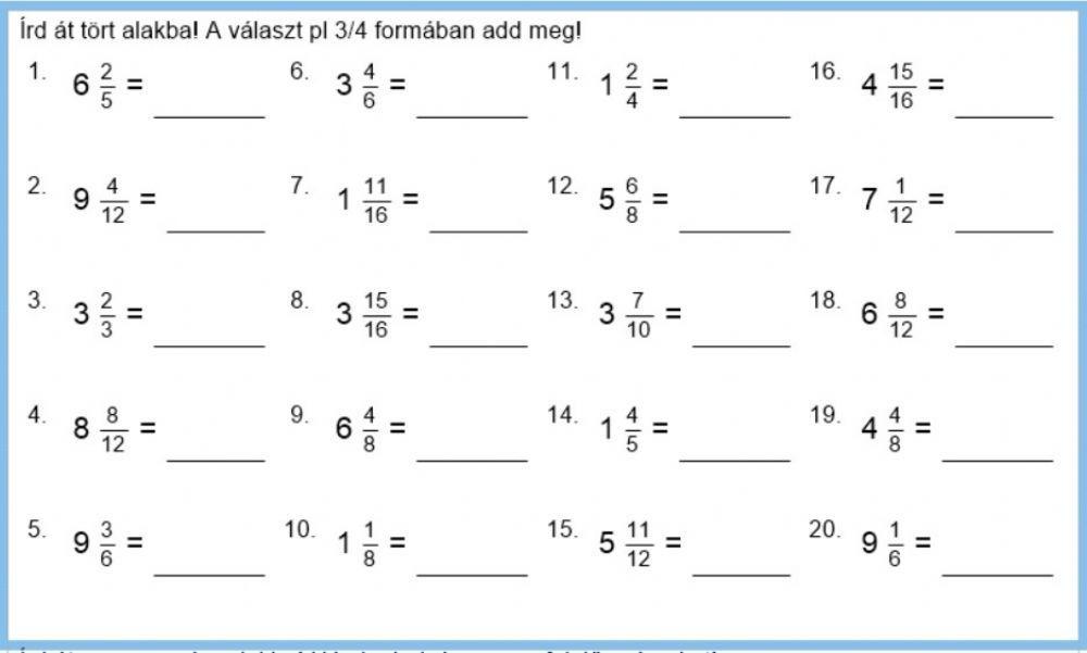 Tört vegyesszám alakja