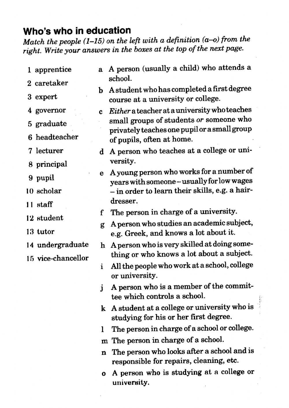 Who's who in education