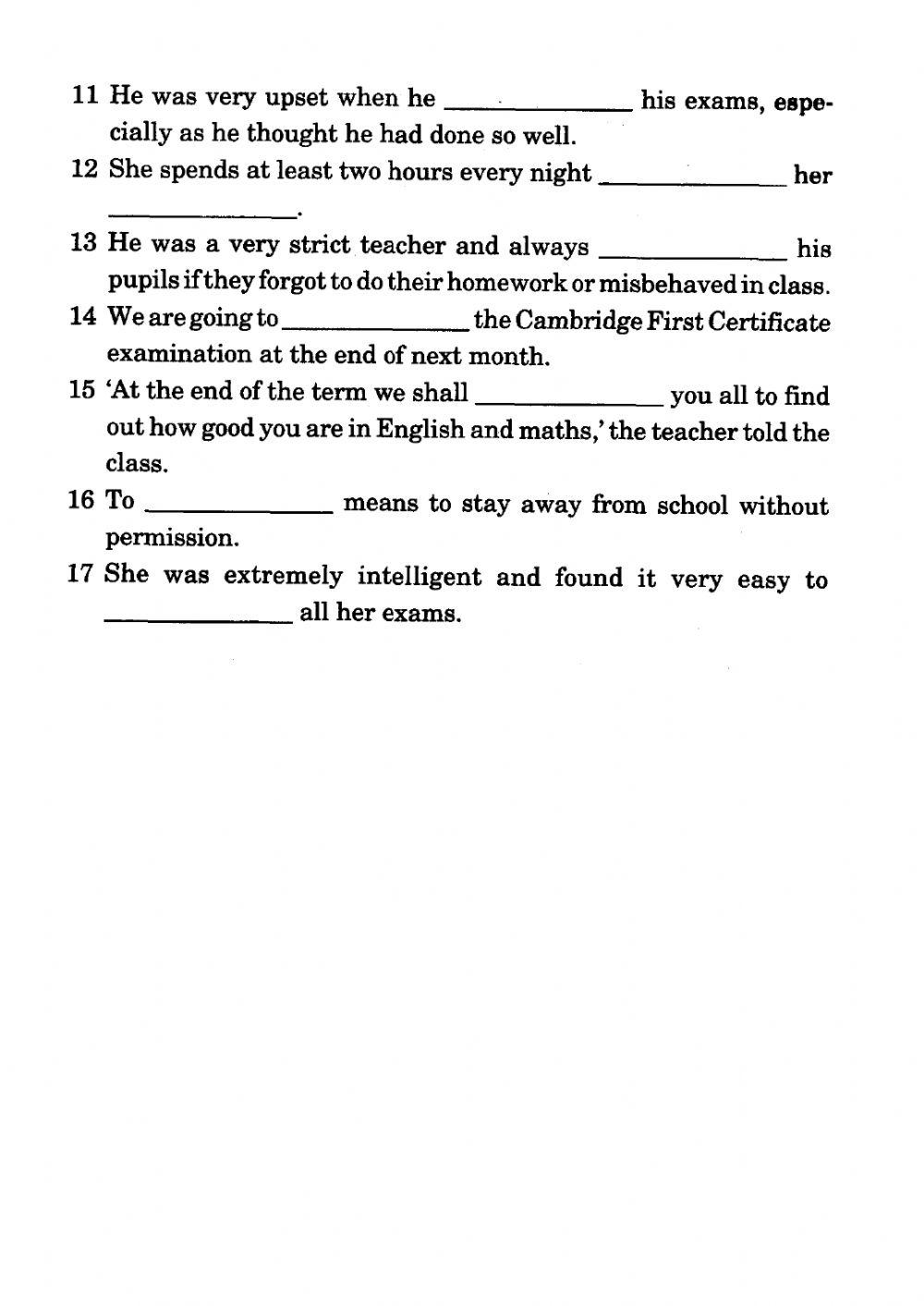 Verbs to do with education