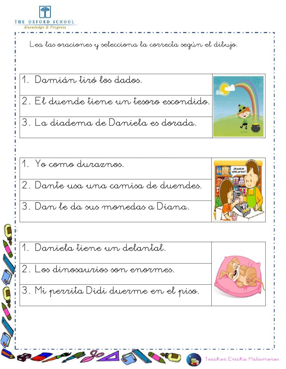 Oraciones con sílaba d