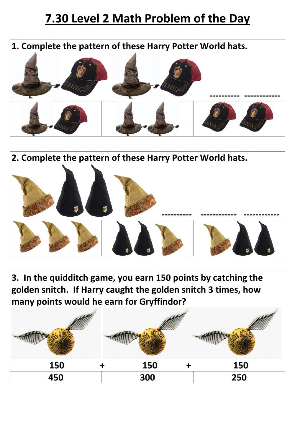 Harry potter math level 2