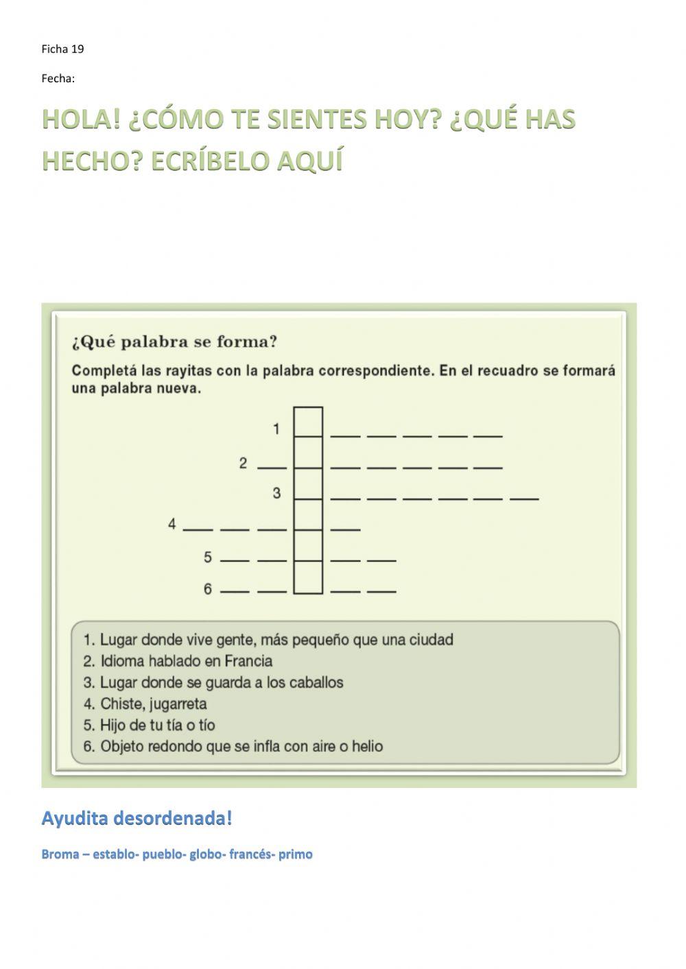 Comprensión lectora ficha 19.3