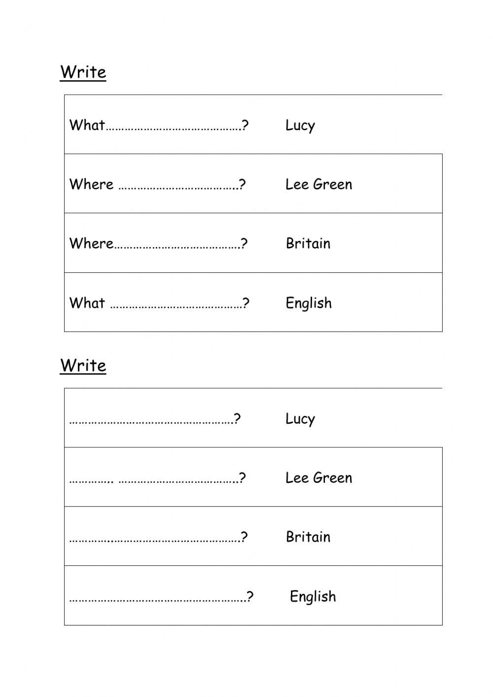 Personal information questions and answers