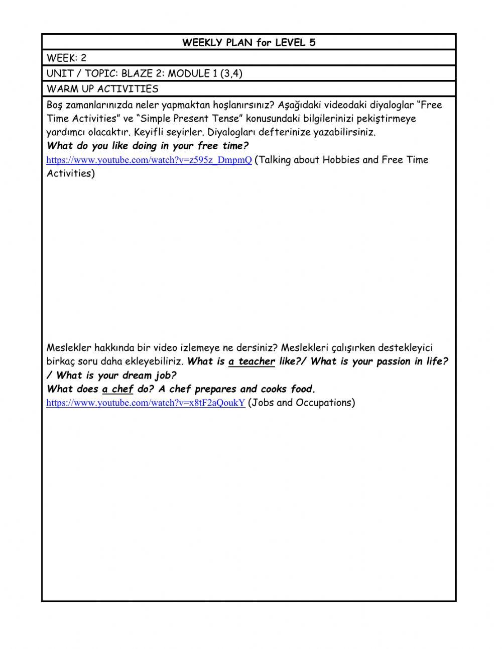 Free Time Activities