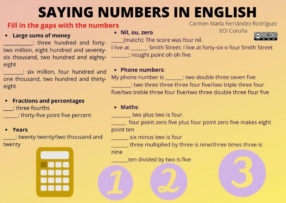 Saying numbers in English
