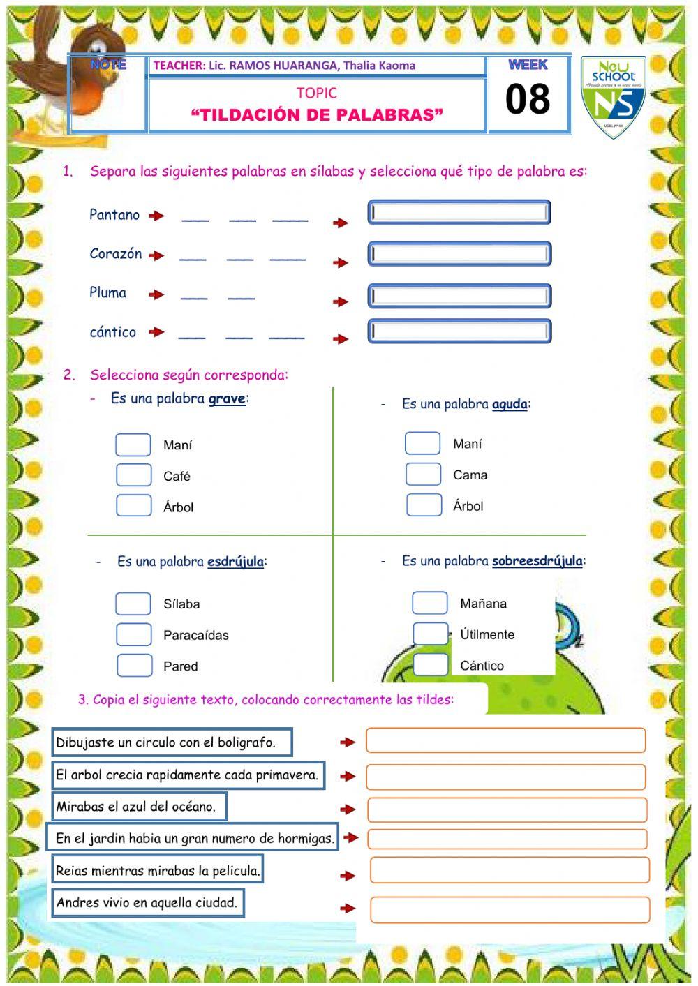 Tildación de palabras