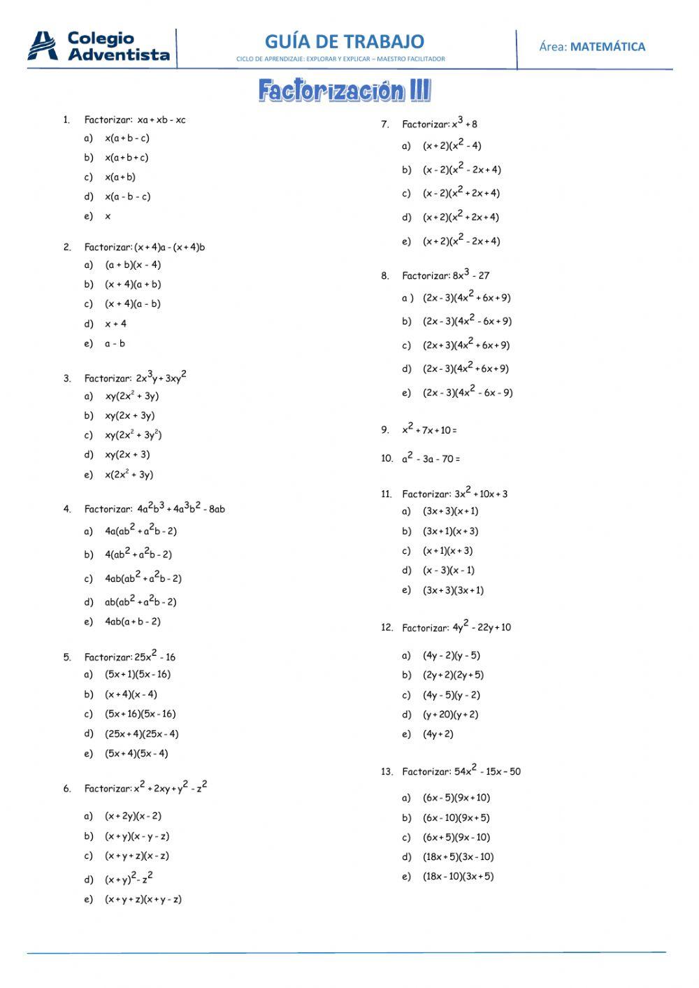 Factorización - todos los métodos