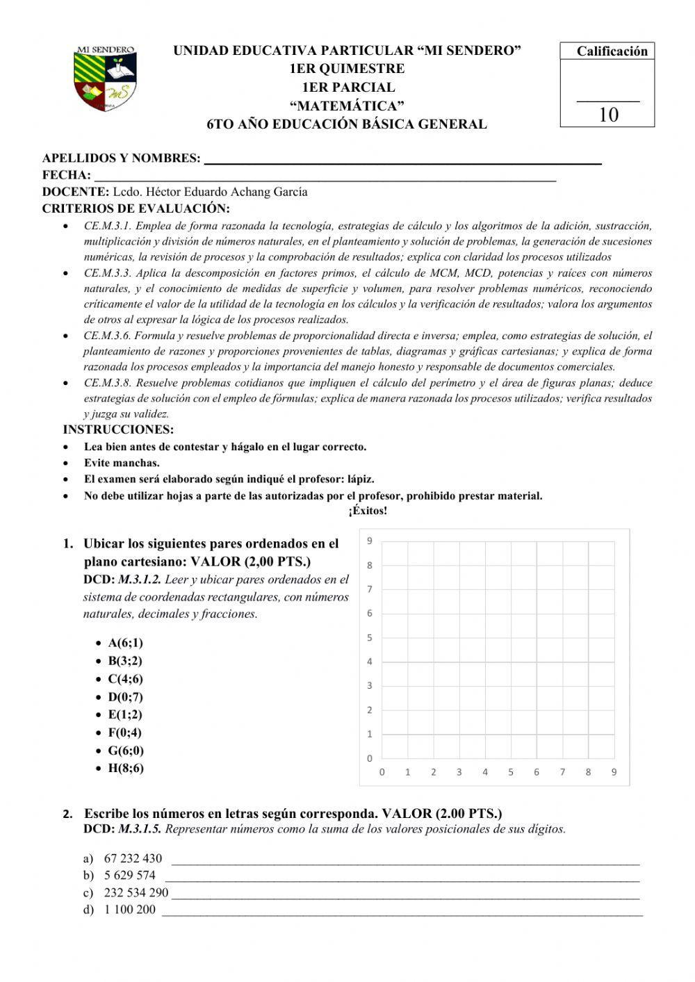 Examen 6to 1er parcial 1er Q