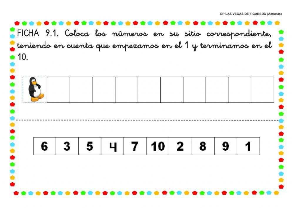 Ordena los números del 1 al 10