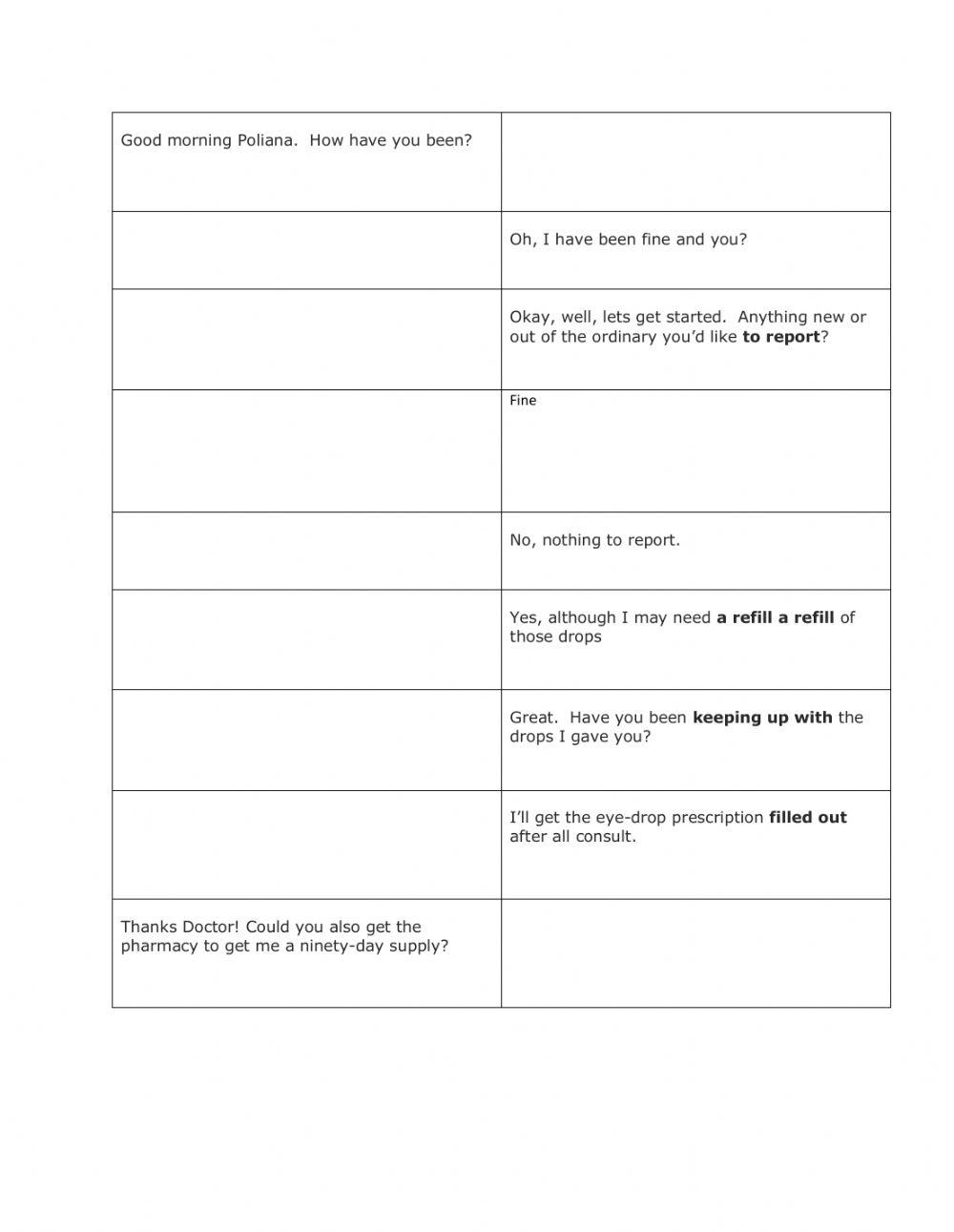 Opthamology Patient and Doctor Dialogue