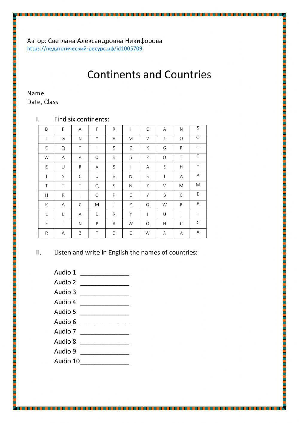 Continents and Countries