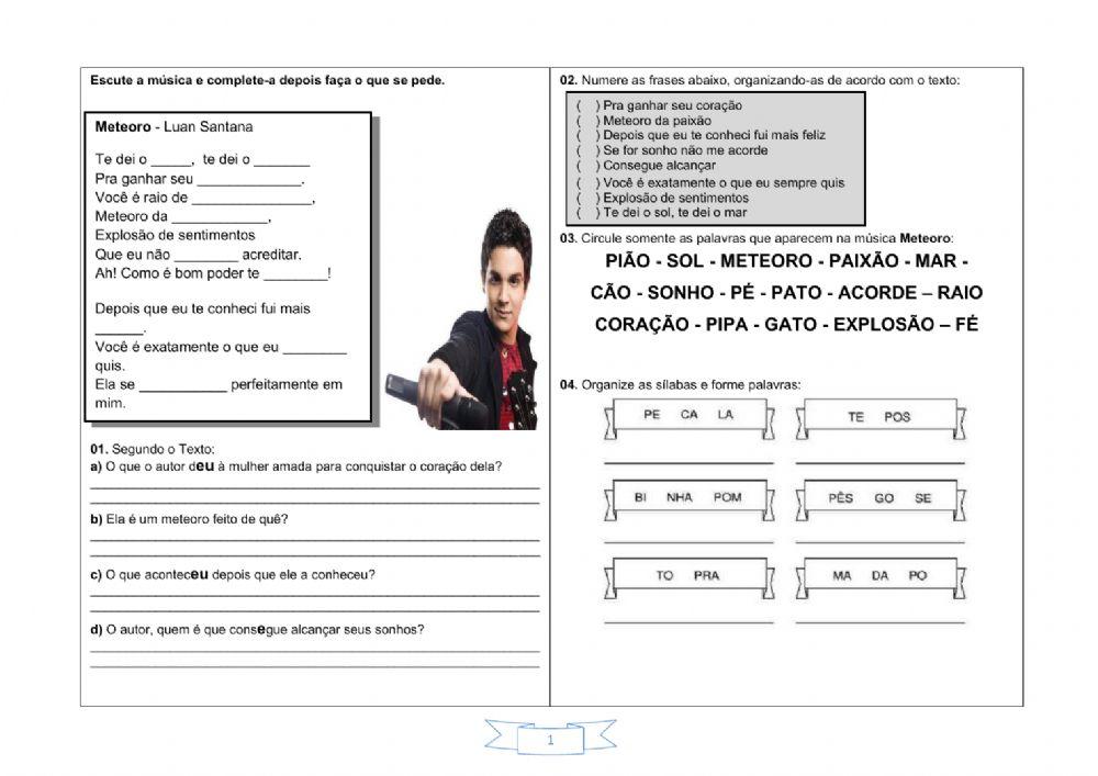 PRETÉRITO PERFEITO MÚSICA: METEORO 