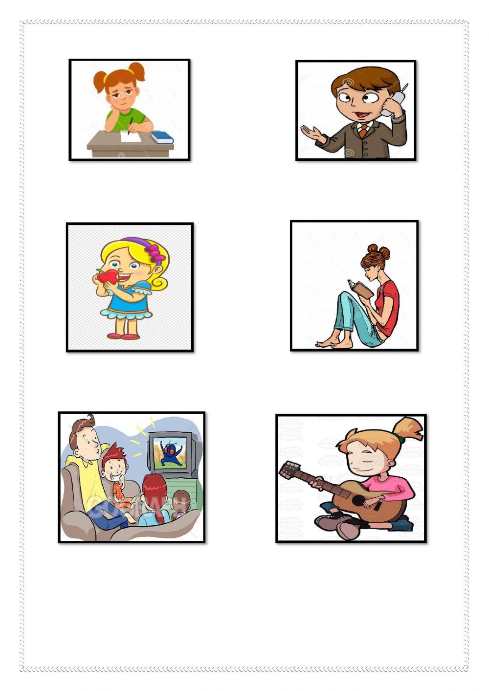 Look and write the sentences