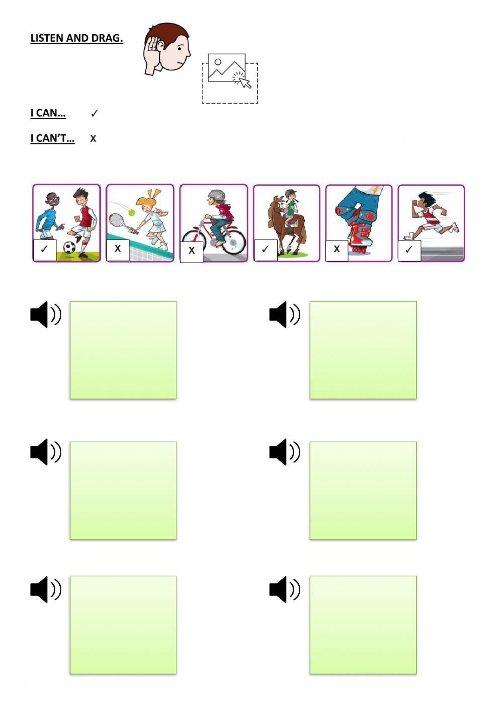 TAREA 2º inglés . Semana 3 de agosto I CAN... I CAN'T...  actions.