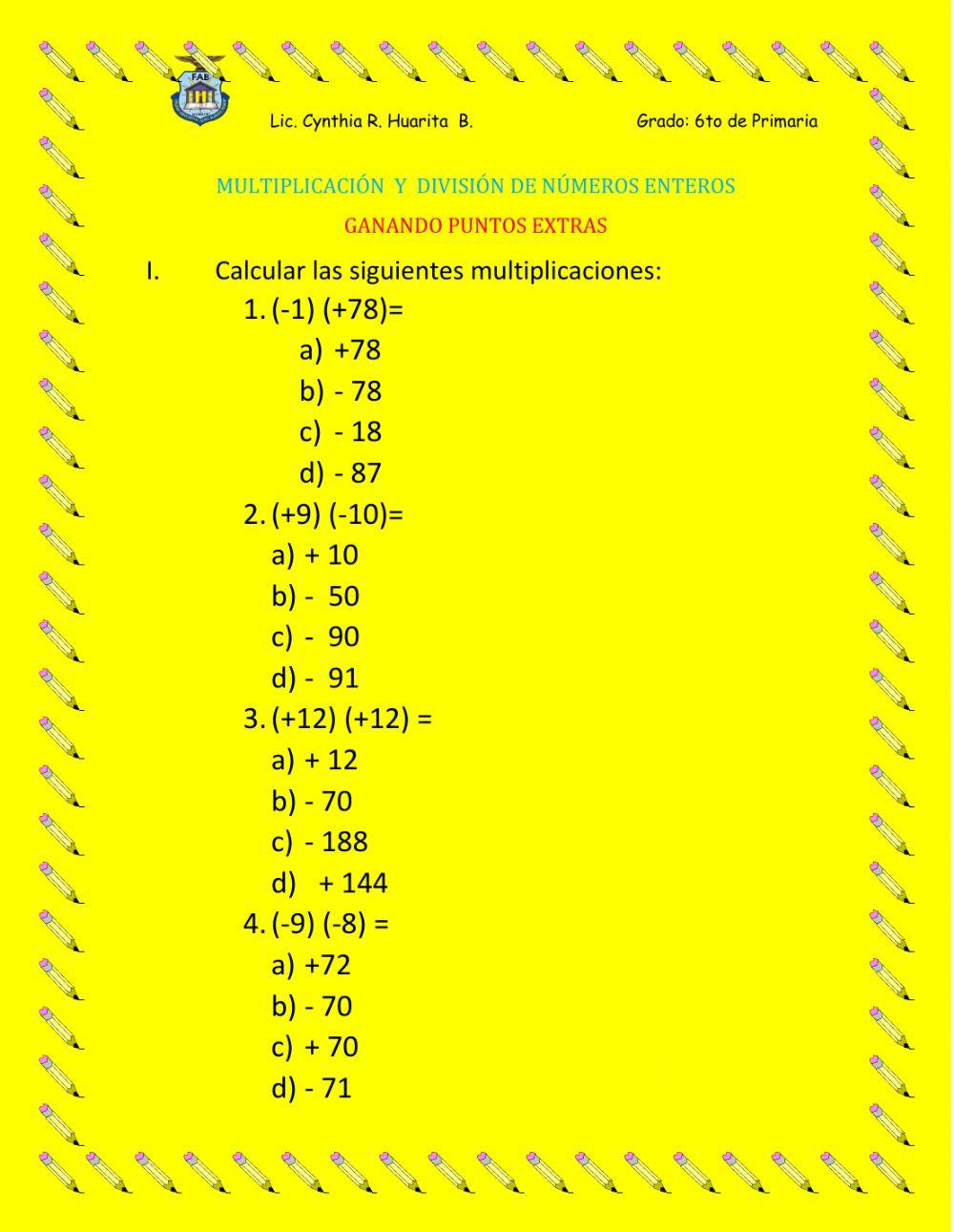 Multiplicación y División de N° Z