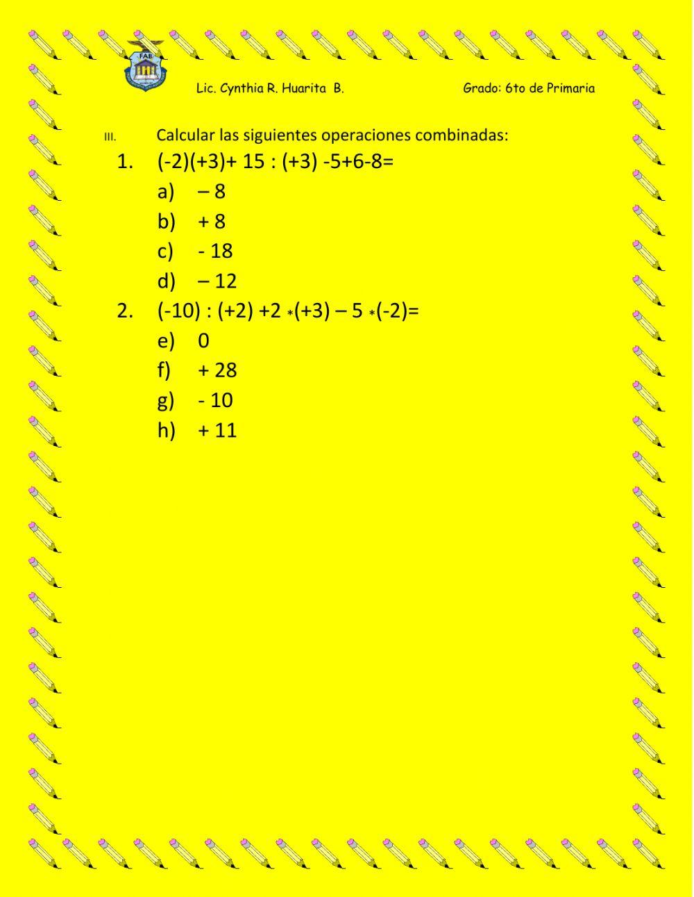 Multiplicación y División de N° Z