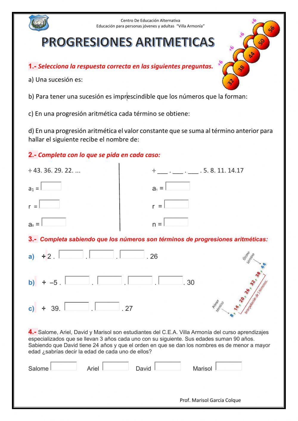 Progresiones aritméticas