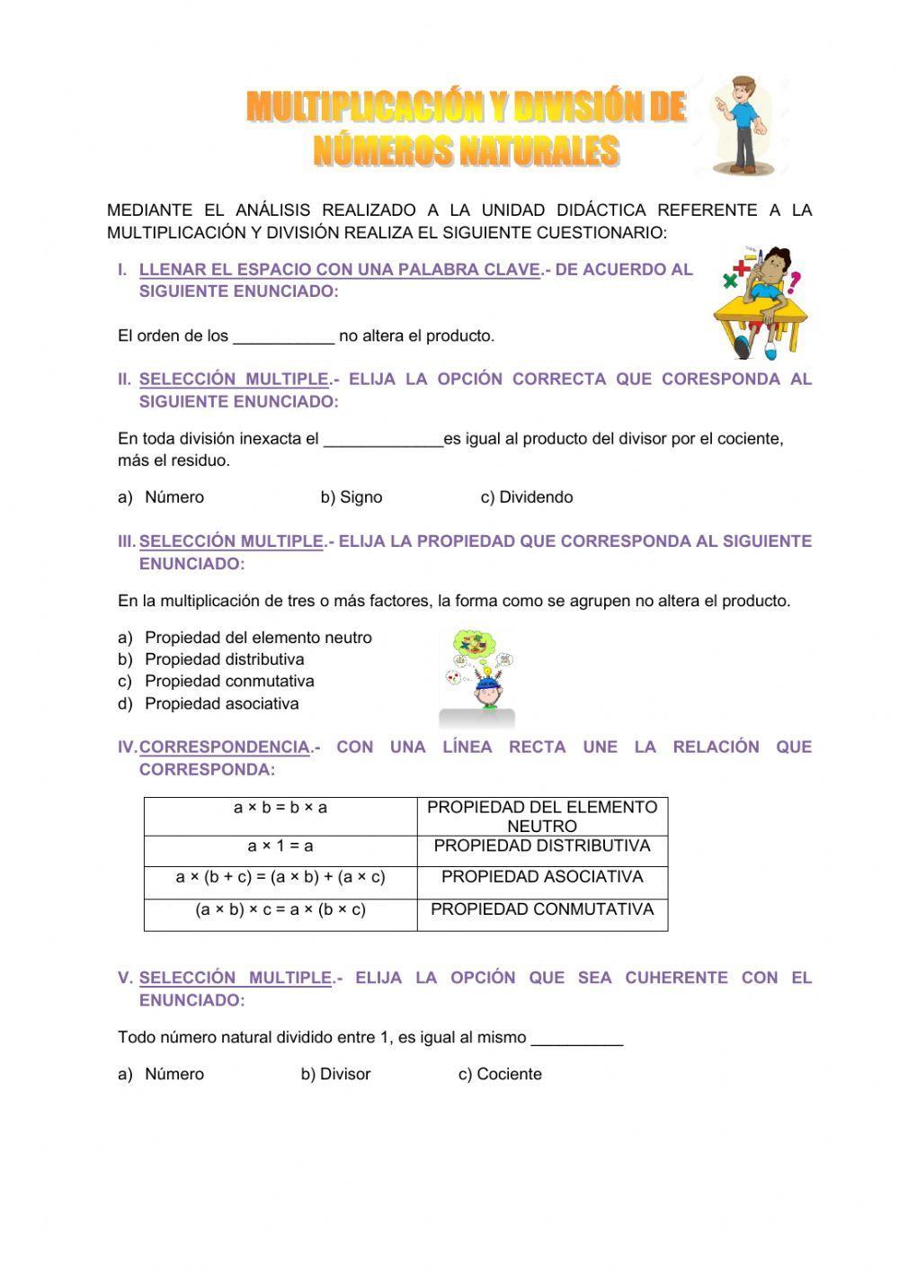 Multiplicación y división de números naturales