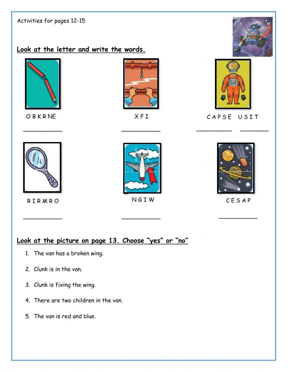 Activities for pages 12-15