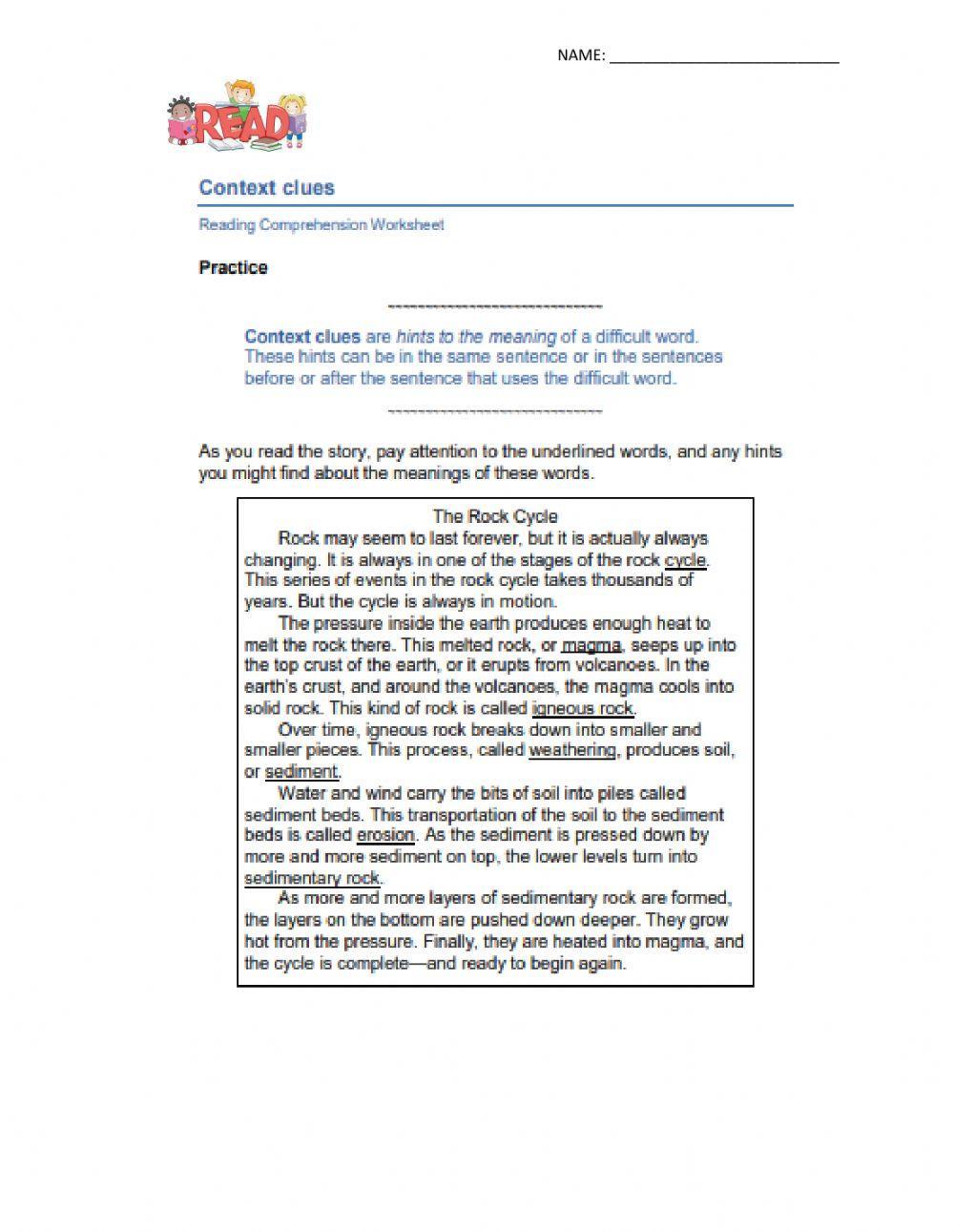 Context Clues - The Rock Cycle