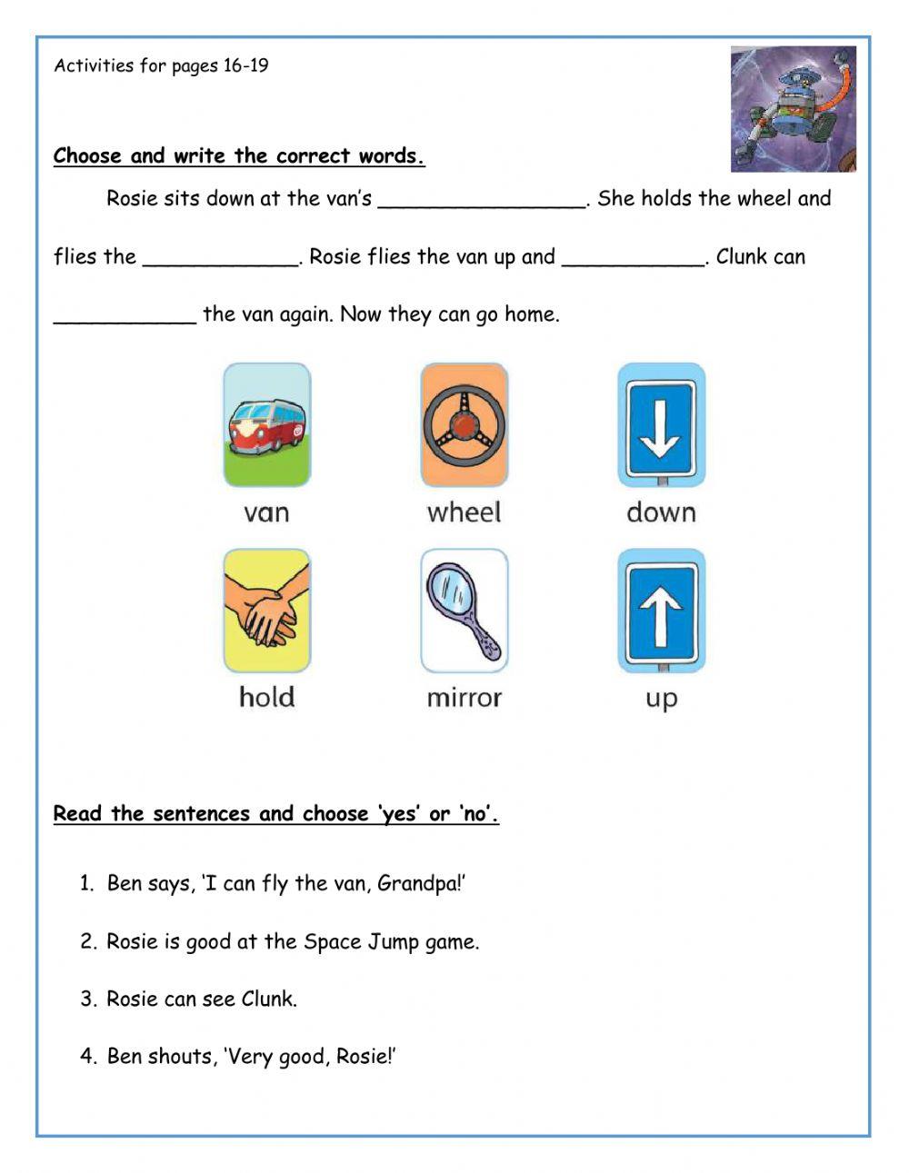 Activities for pages 16-19