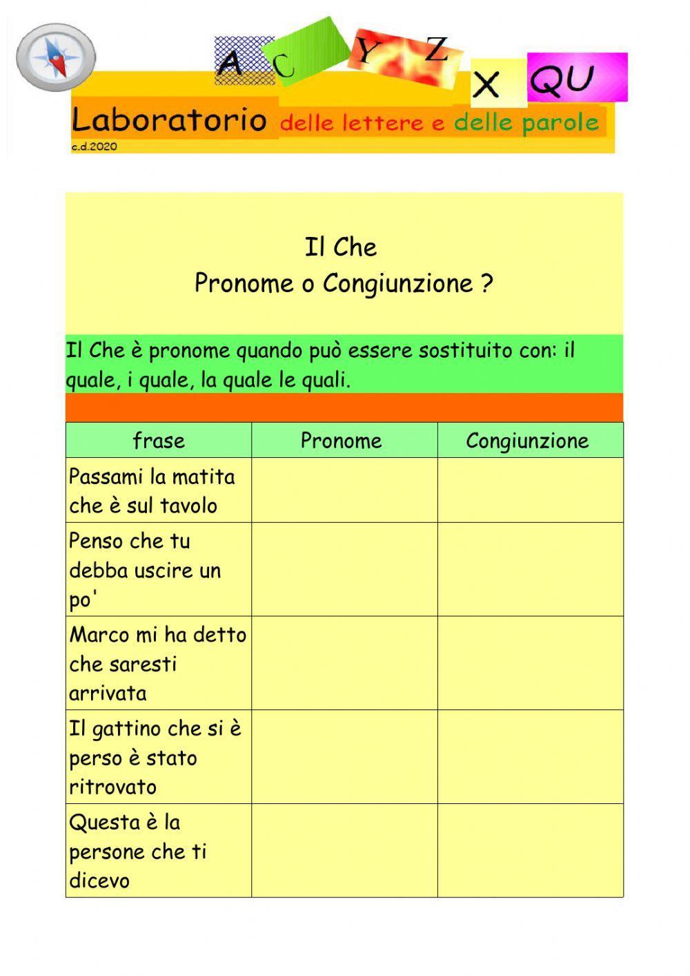 CHE PRONOME O CONGIUNZIONE?