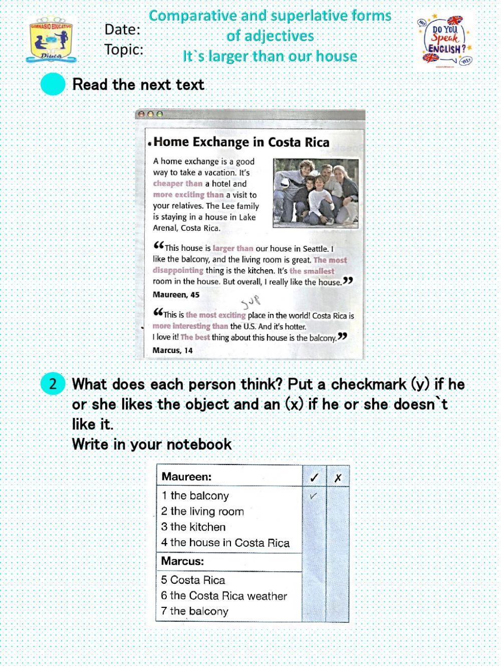 Comparative and superlative forms of adjectives