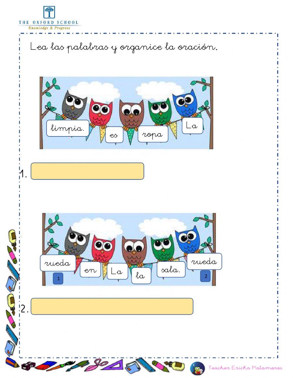 Oraciones desordenadas con r