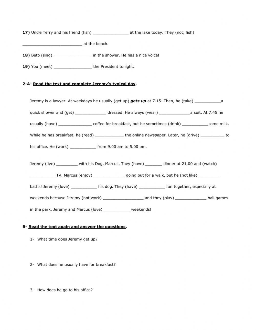 Present simple and continuous