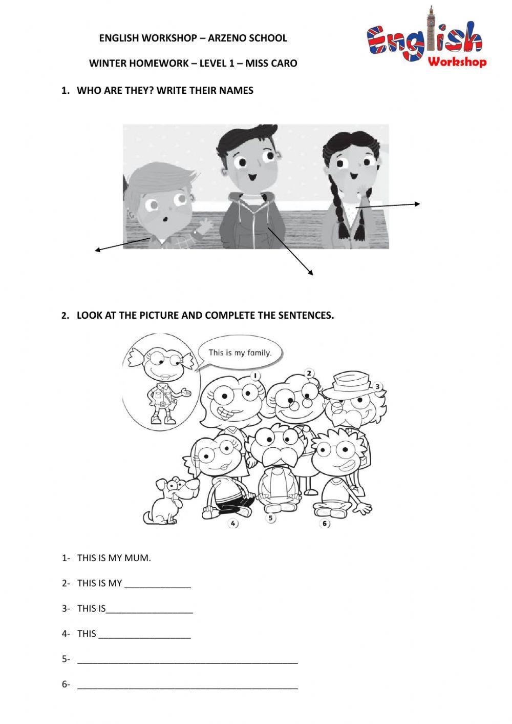 Winter homework 2- Level 1- Miss Caro