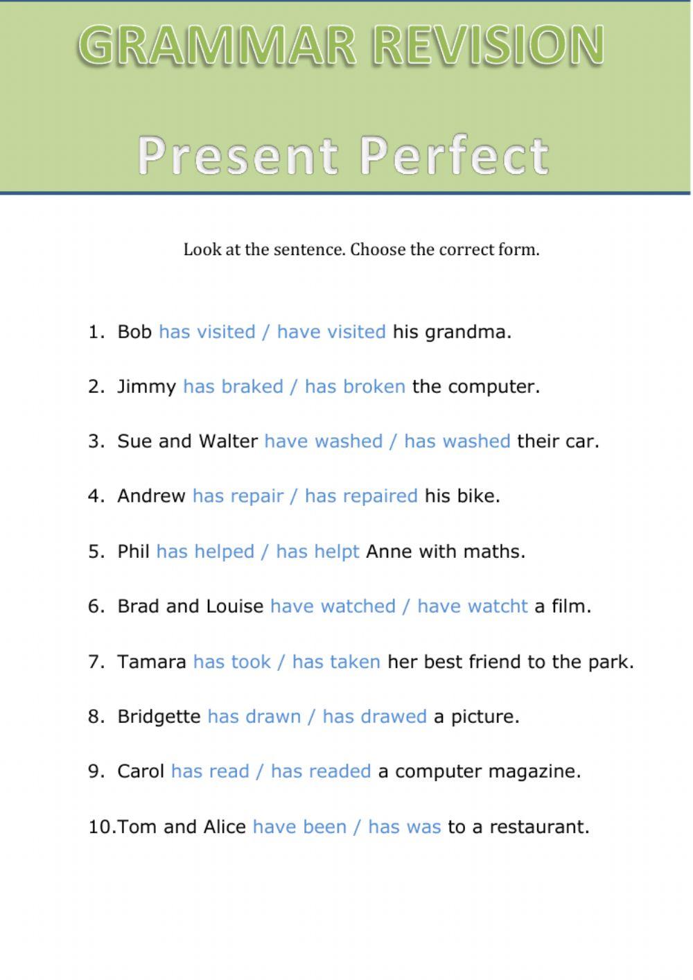 Choose the correct Conjugation