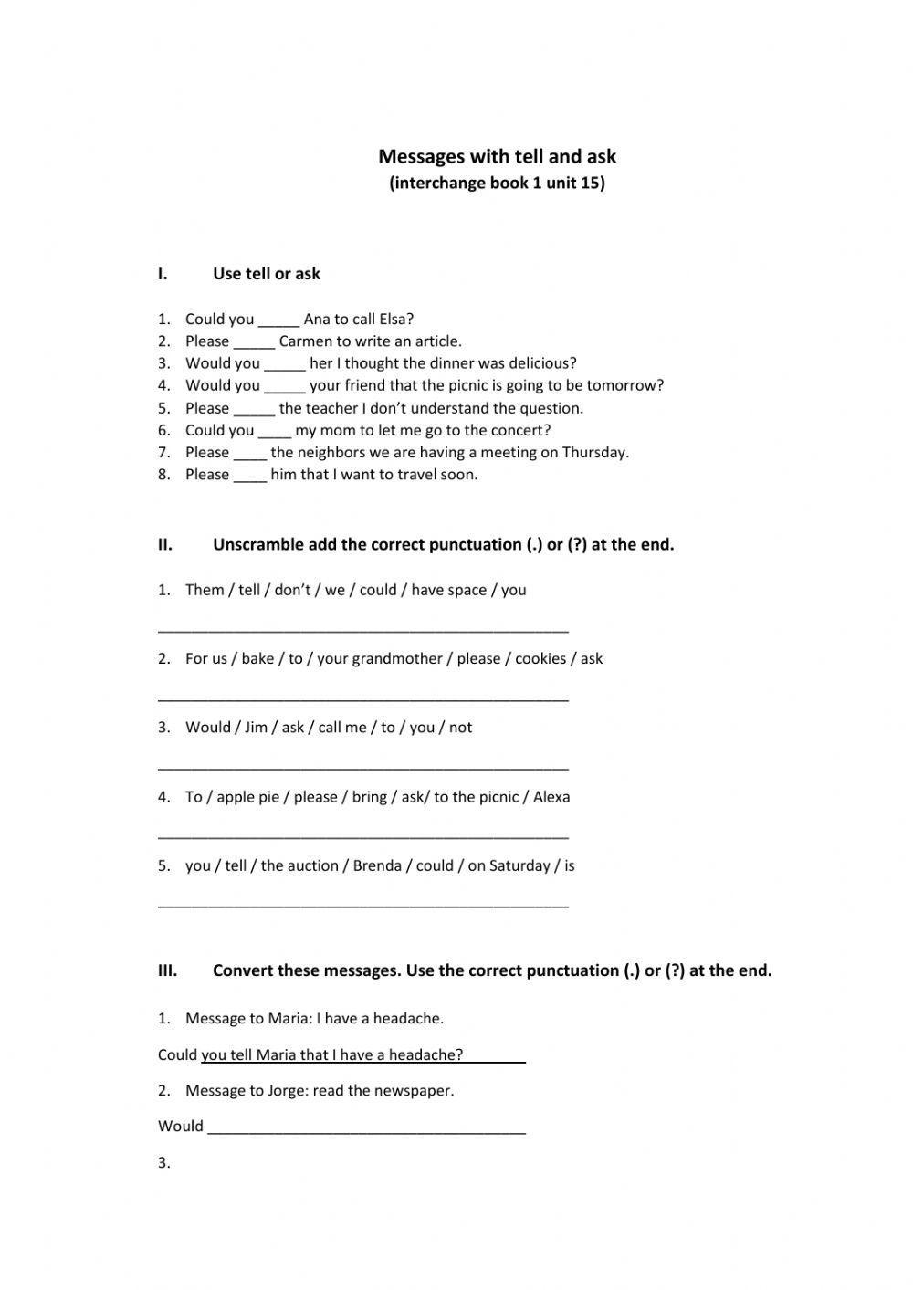 Messages with Tell and Ask