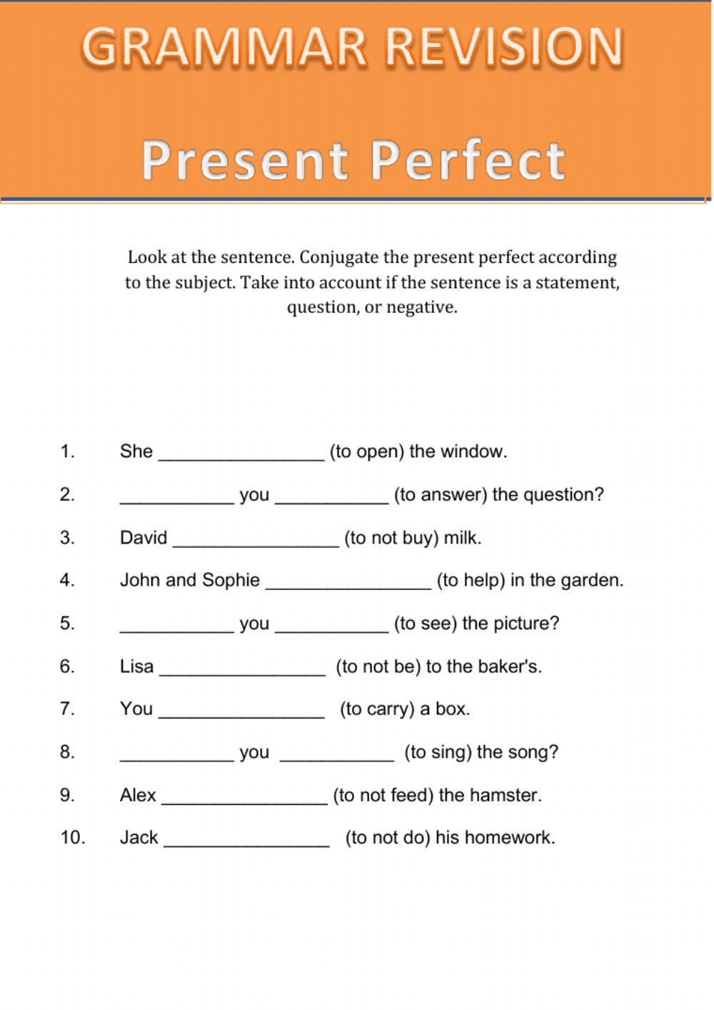 Present Perfect simple