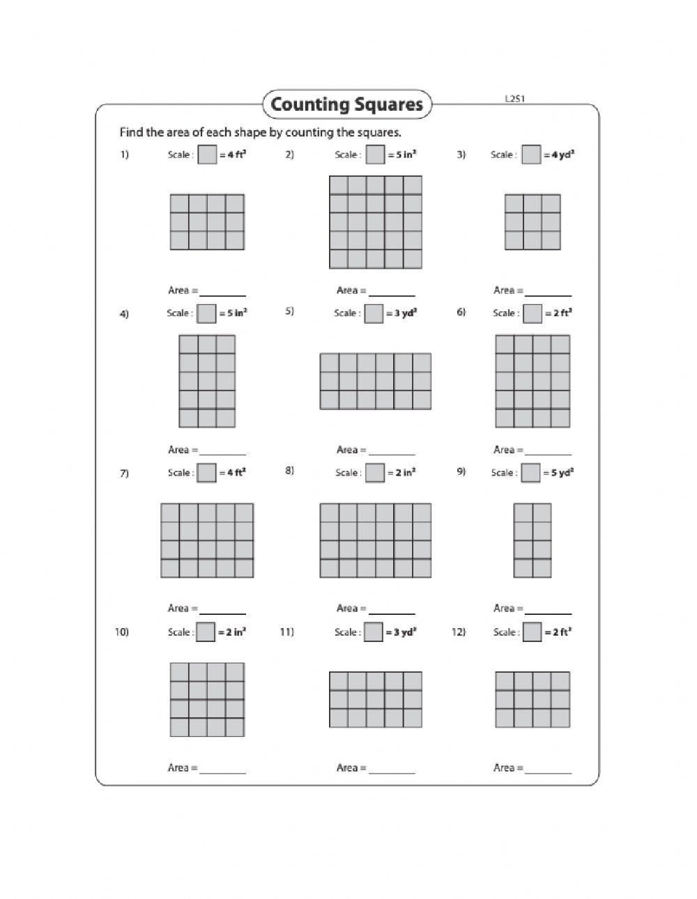 Area - Counting squares using a scale Day 3 Level 2