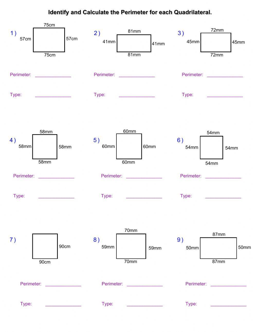 Perimeter of squares and rectangles Perimeter of squares and rectangles