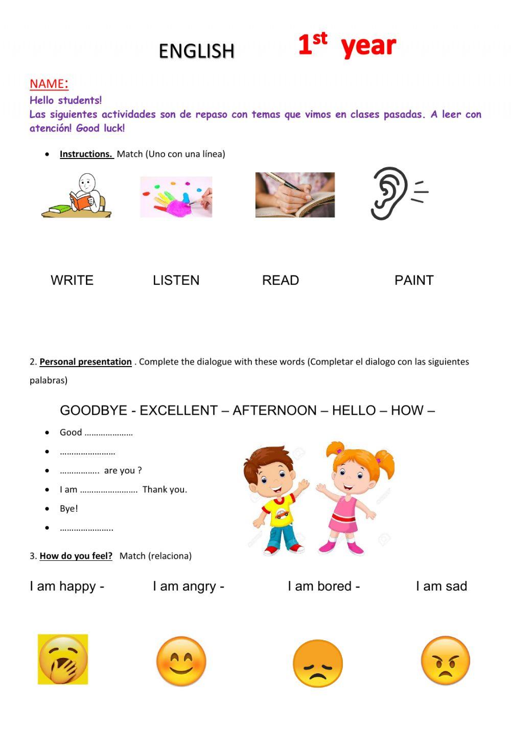 Introductions-emotions-personal pronouns