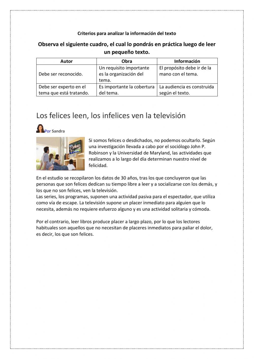 Criterios para analizar