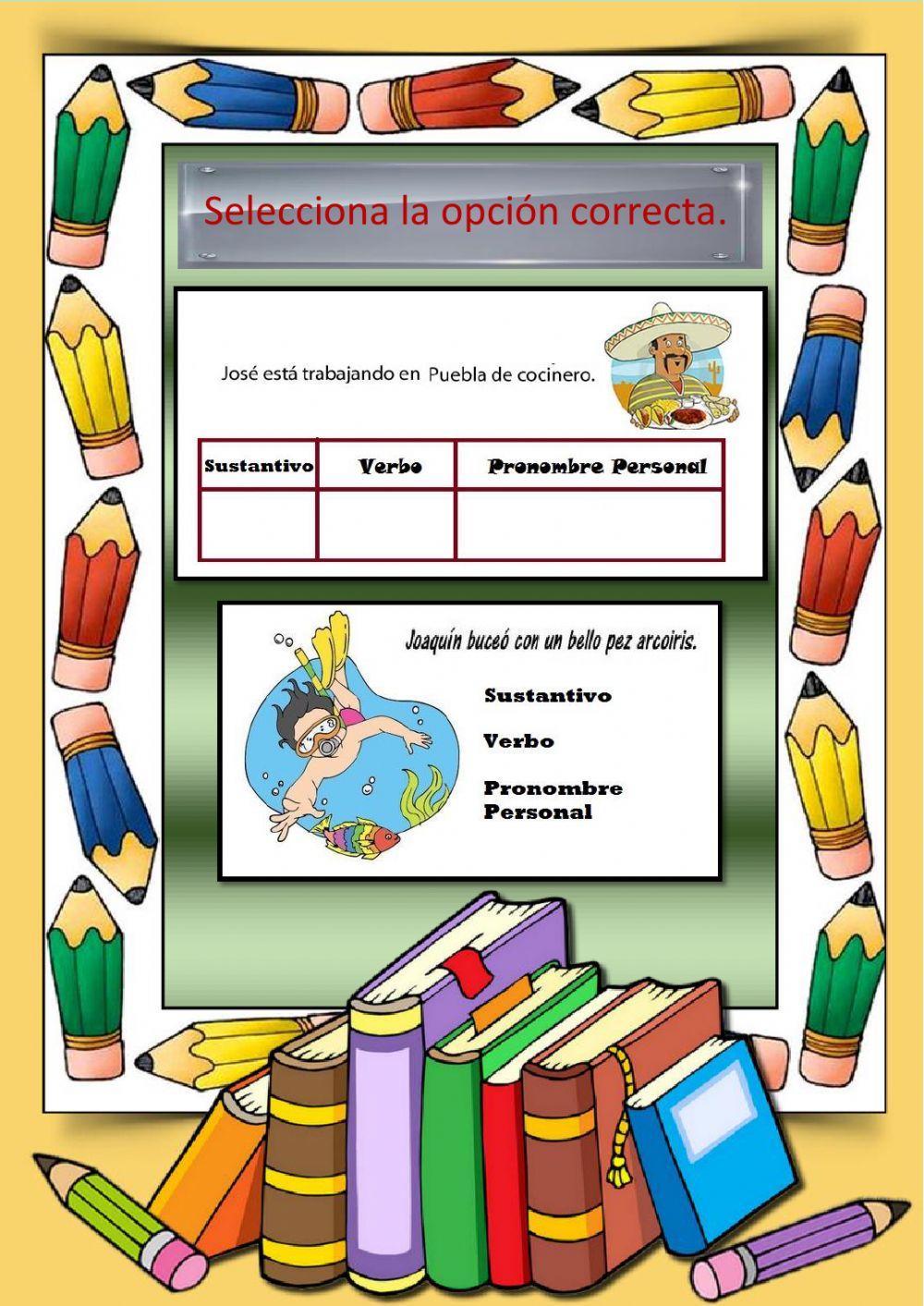 Sustantivos, verbos y pronombres personales