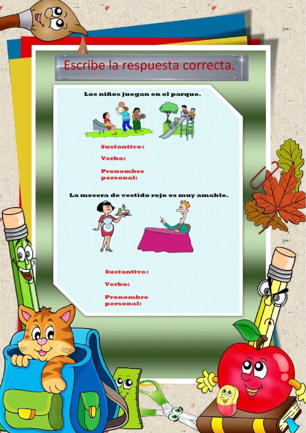 Sustantivos, verbos y pronombres personales