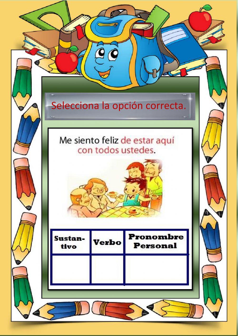 Sustantivos, verbos y pronombres personales