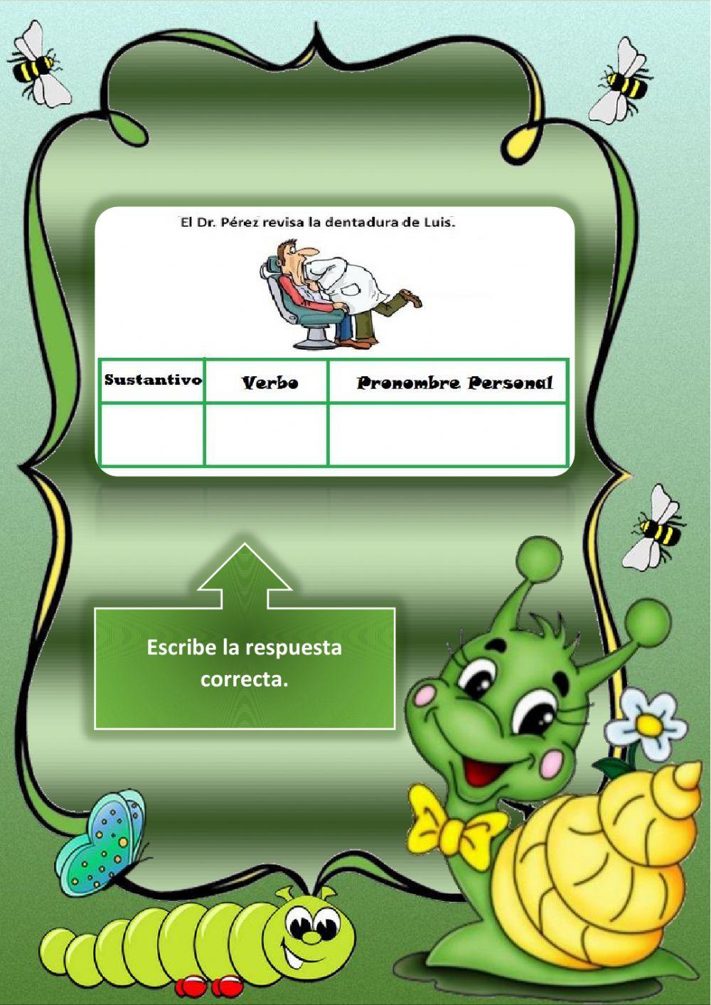 Sustantivos, verbos y pronombres personales