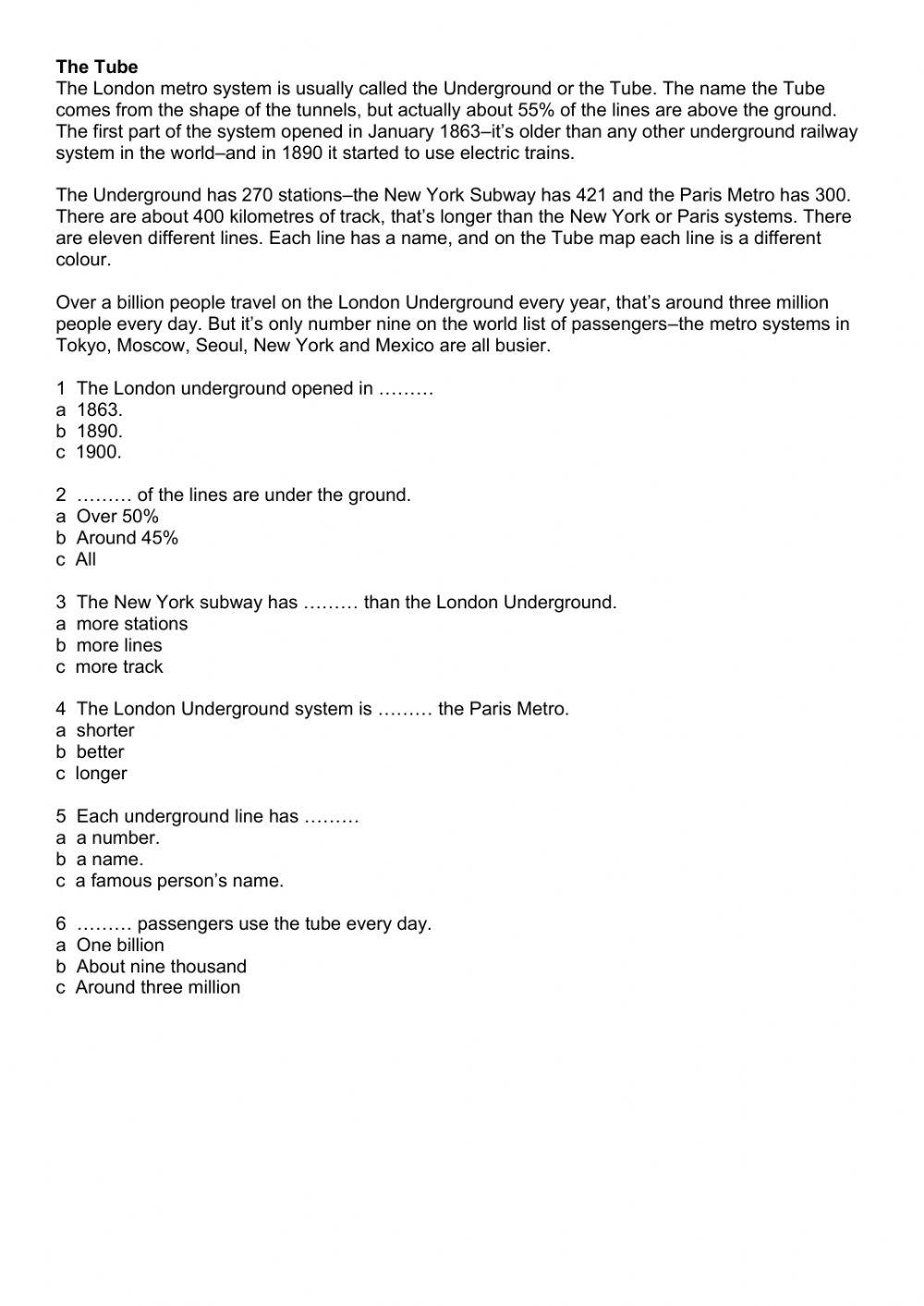Global Elementary - Unit 8 test