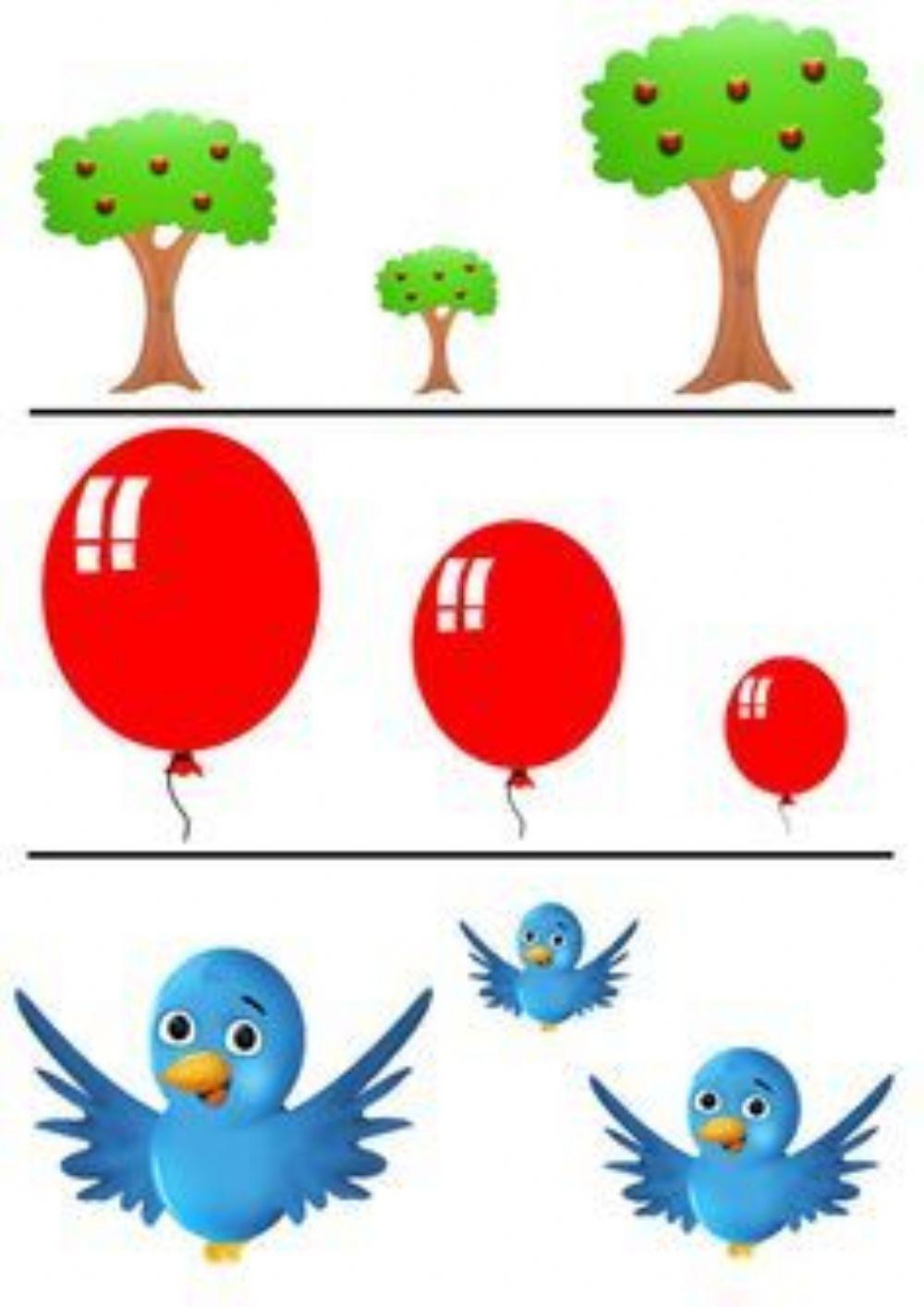 objetos grandes y pequeños