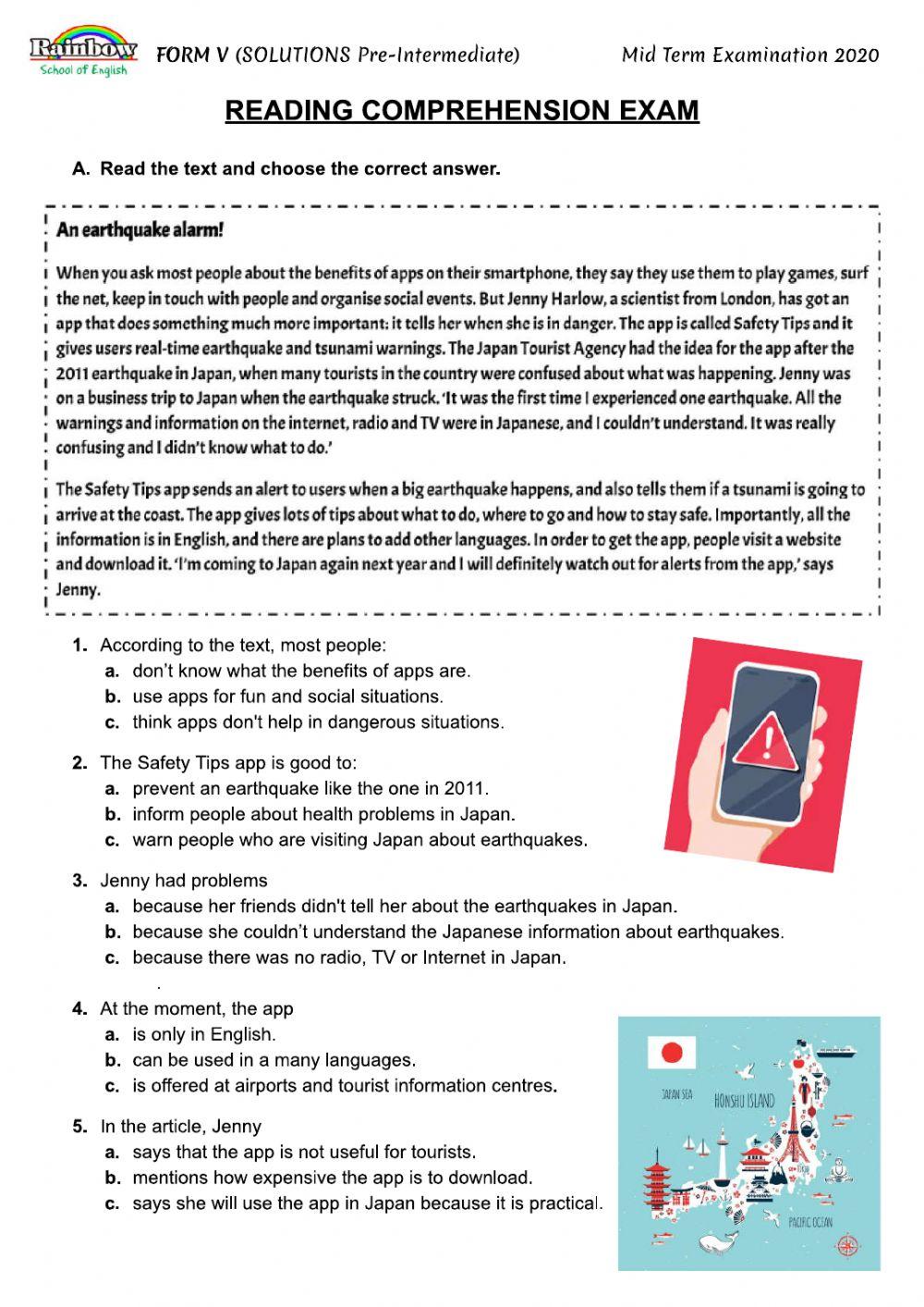 FORM V - Mid Term Exams 2020 - Reading-Listening