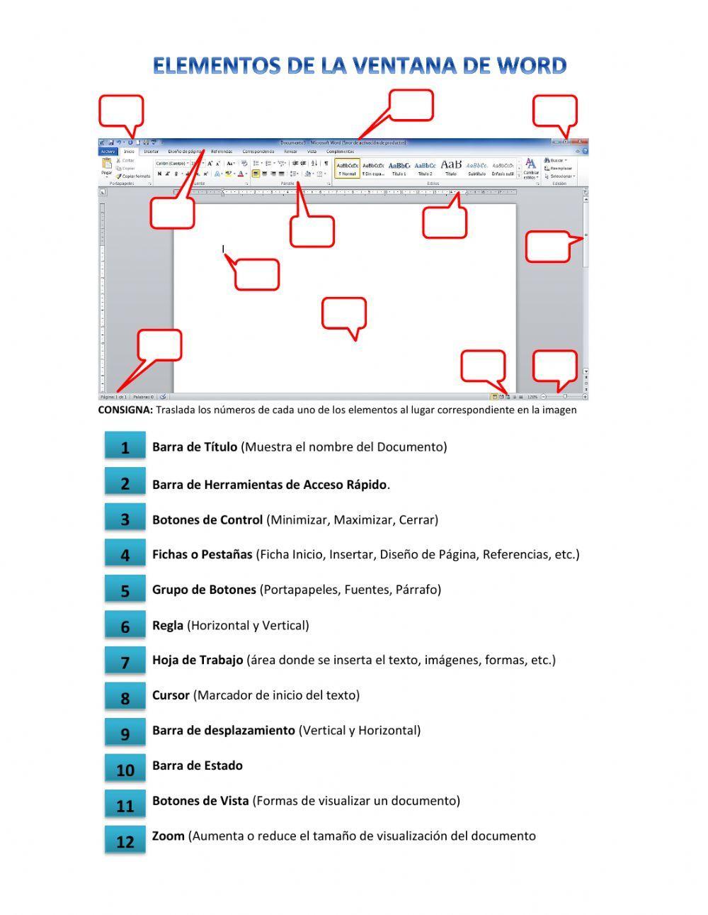 Elementos de la ventana de word