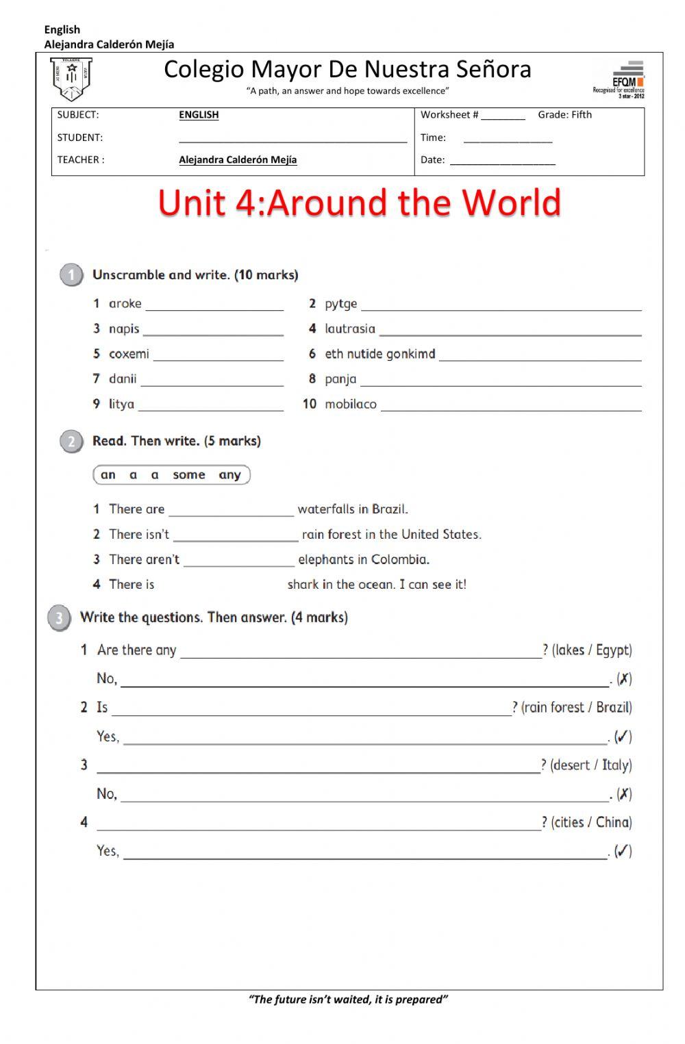 Unit 4: around the world