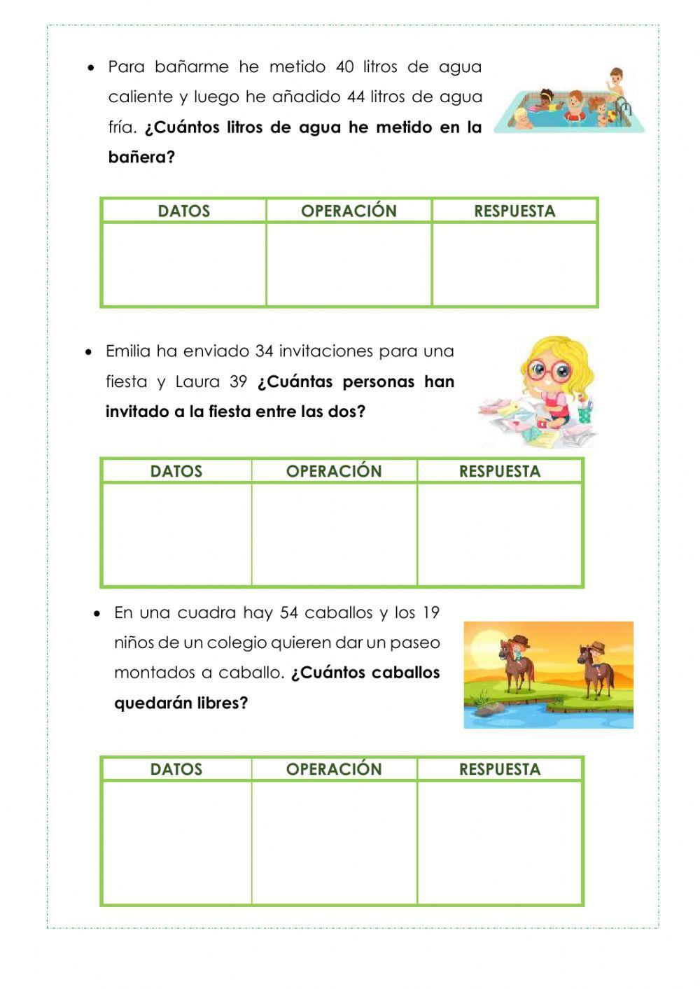 Problemas con sumas y restas