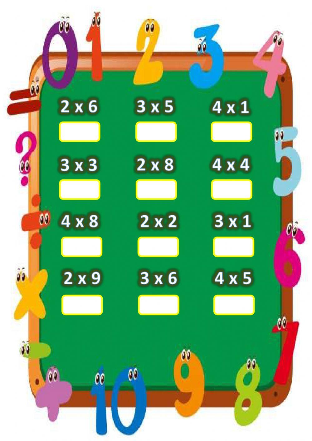Repaso tablas del 2,3 y 4